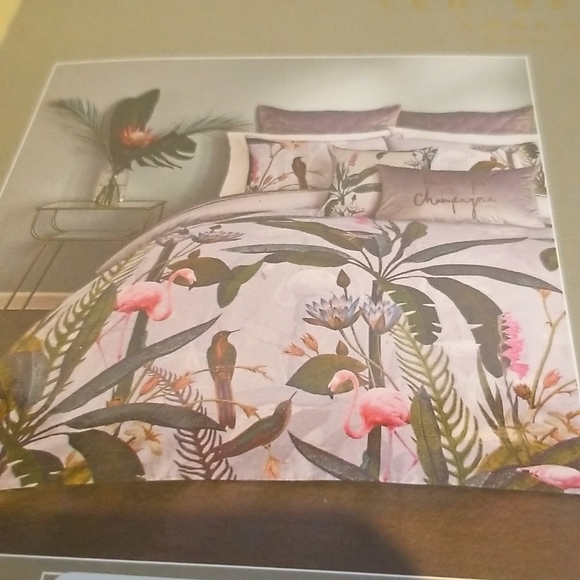 Ted Baker Full/Queen Duvet set (NWT) Flamingo/Tropical print - Picture 4 of 7